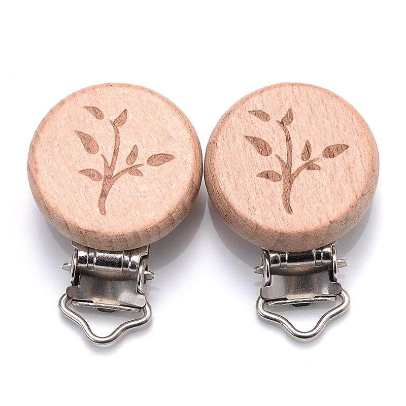 5Pcs/Lot 9 Style Fish Rabbit Butterfly Shape Beech Wooden Clips Metal Bracket for Baby Pacifier Clips Chain Holder Accessories