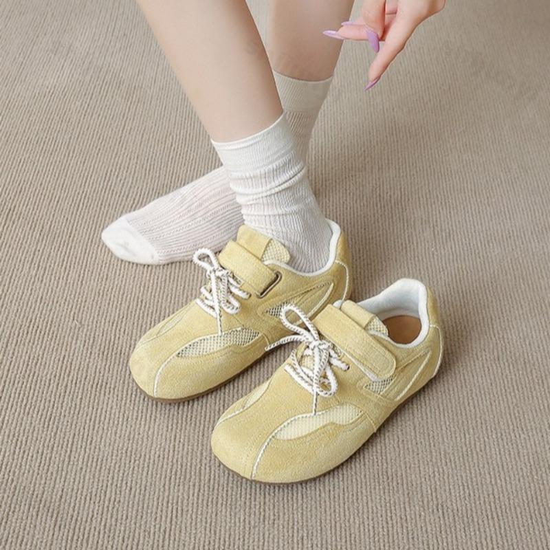 Fashion 2025 Spring New Women's Fashion Retro Casual Low Top Shoes Mesh Breathable Soft Soled Comfortable Non Slip Lace Up Flat Sneakers