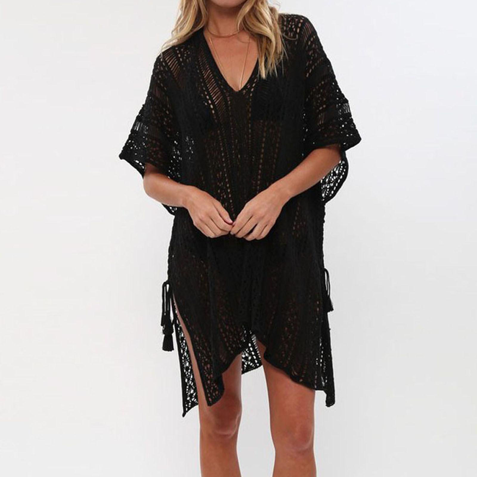 

Модная женская цветная солнцезащитная одежда для отдыха, пляжная блузка One size чёрный