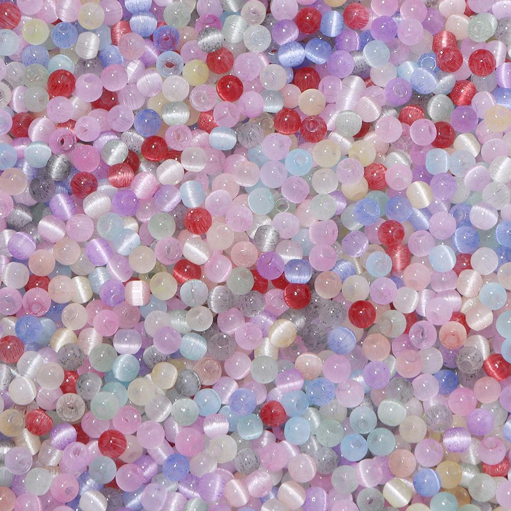 380pcs/lot 4mm Colorful Cat Eye Glass Beads Loose Spacer Round Beads For Jewelry Making DIY Charms Bracelet Necklace Wholesale