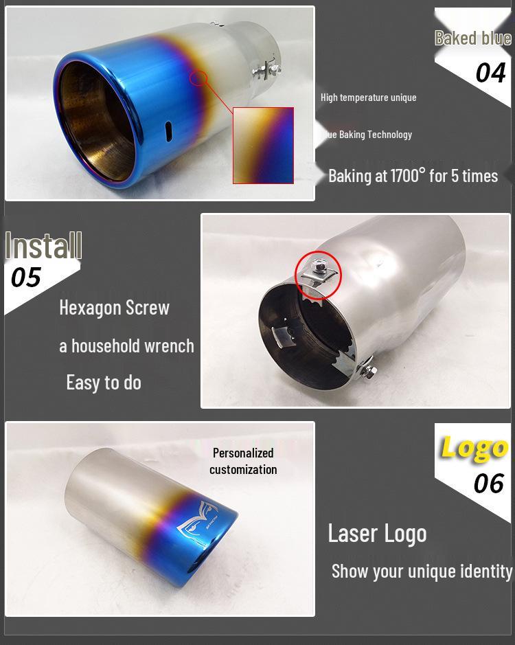 Stainless Steel Silver Exhaust Tailpipe for Prado, Reiz, Camry, RAV4, S6