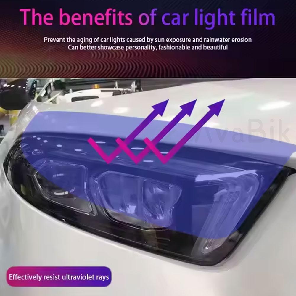 TPU PPF Smart Photochromic Headlight Protection Film Anti-scratch Self-healing White to Purple to Black Color Changing Sticker
