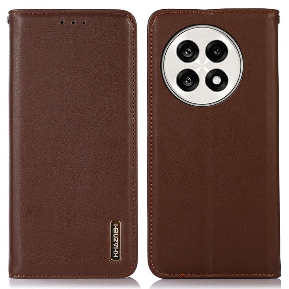 KHAZNEH Genuine Cow Leather Wallet Case for OnePlus Ace 5 Pro 5G/Ace 5 5G/13R 5G Nappa Texture Phone Cover