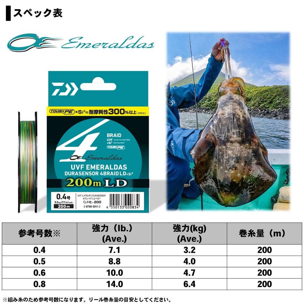 Daiwa PE Line UVF Emeraldas DuraSensor 200m 5 Colors LD+Si2 0.4