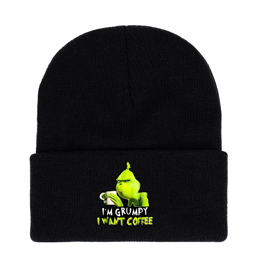 The Grinch Print Knit Hat With Earmuff Protection For Winter Warmth And Unisex Use Style1