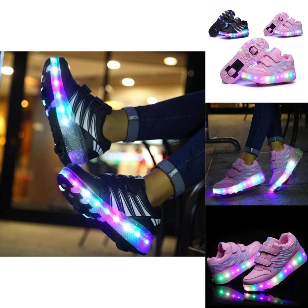 Chaussures LED de Qualité Premium avec Roues Patins à Roulettes Lumineux en Maille Baskets Homme Femme