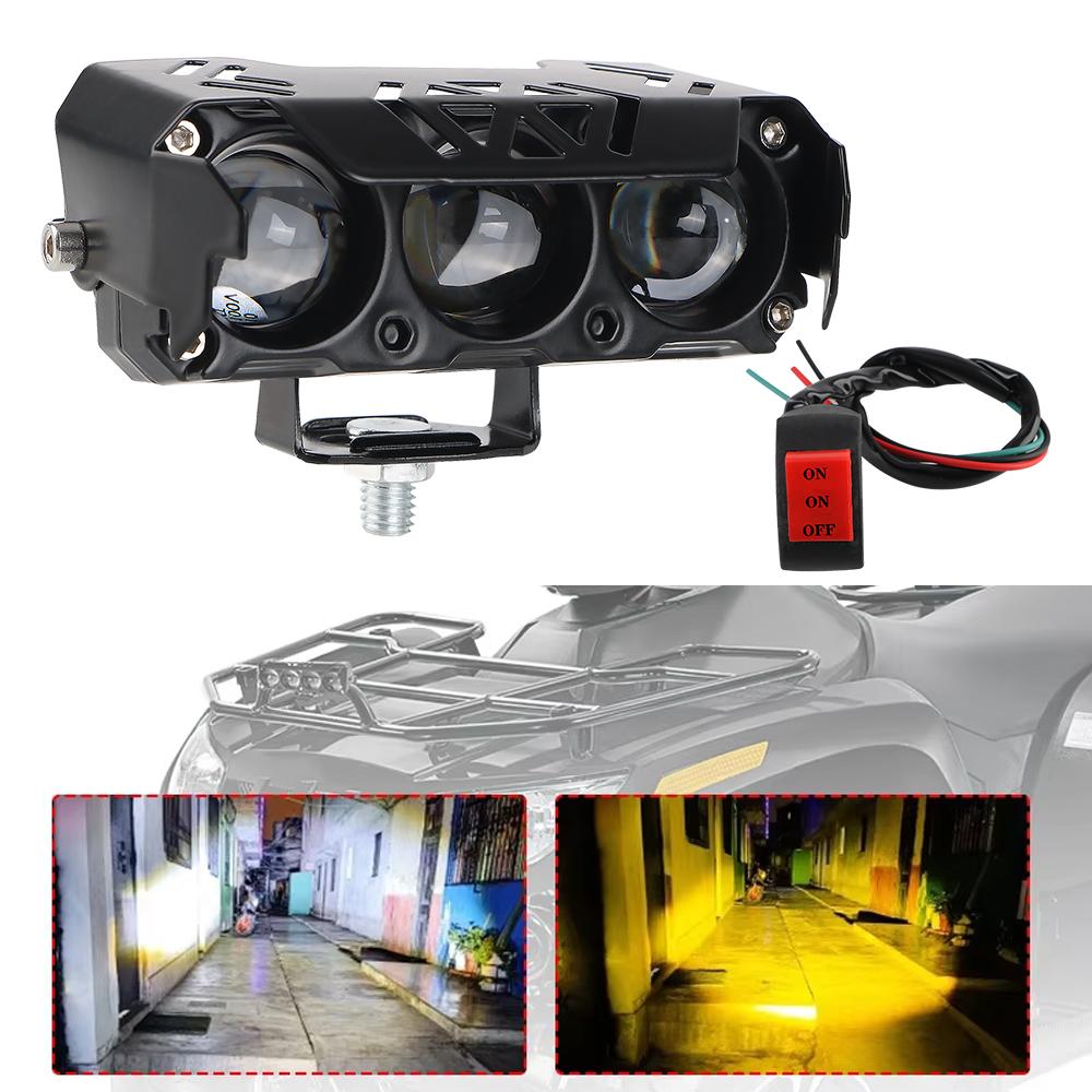 3 Lens Super Bright Light Moto Fog Lamp Motorcycle High Low Beams Work Light Scooters Motorcycle Headlights Led Lens Spotlight