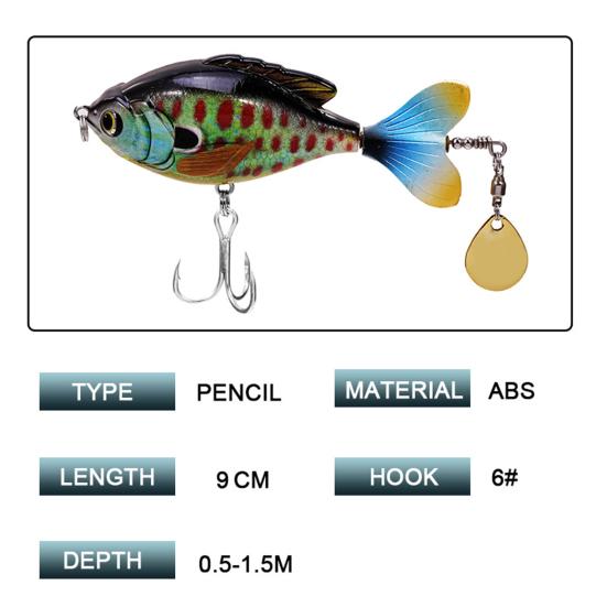 9cm/16.8g Lebhafter Propeller Rotierender Traktor Angelköder Hardbait zum Angeln