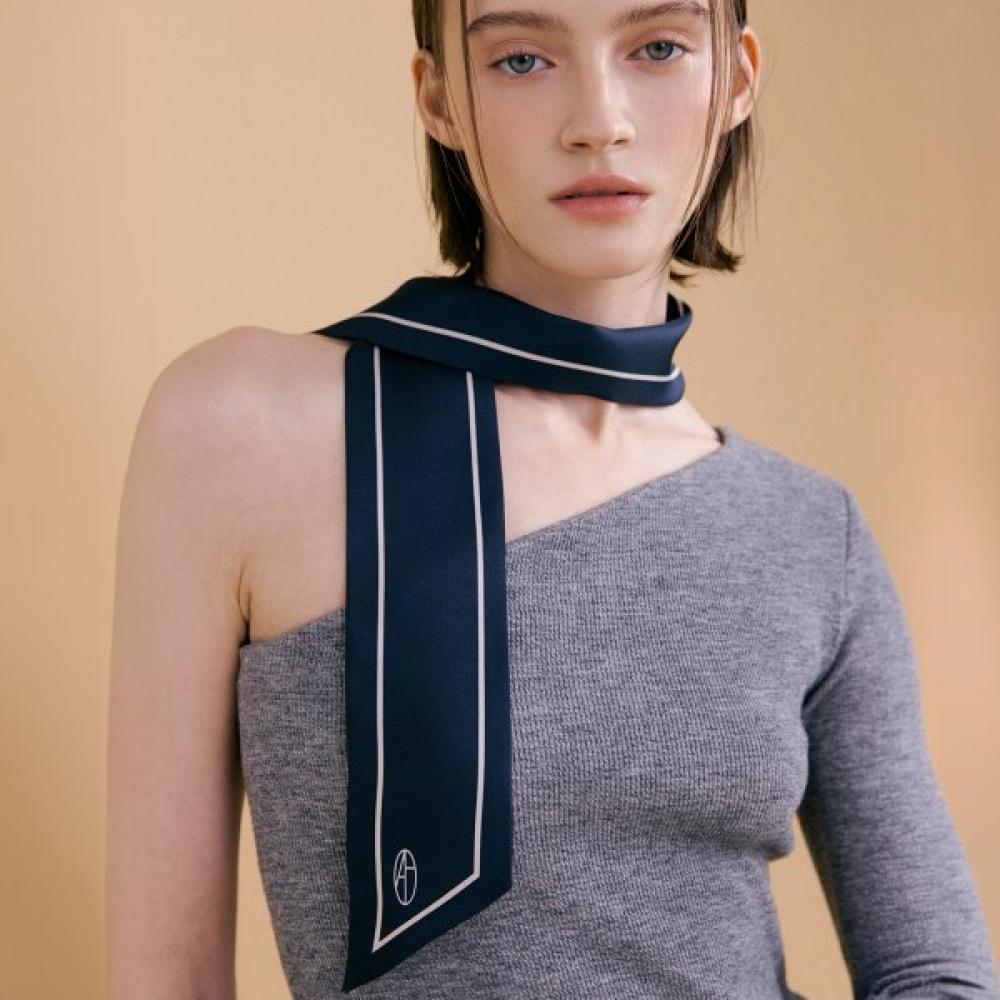 Avvina Pelle Long Twilly Silk Scarf Navy Single option