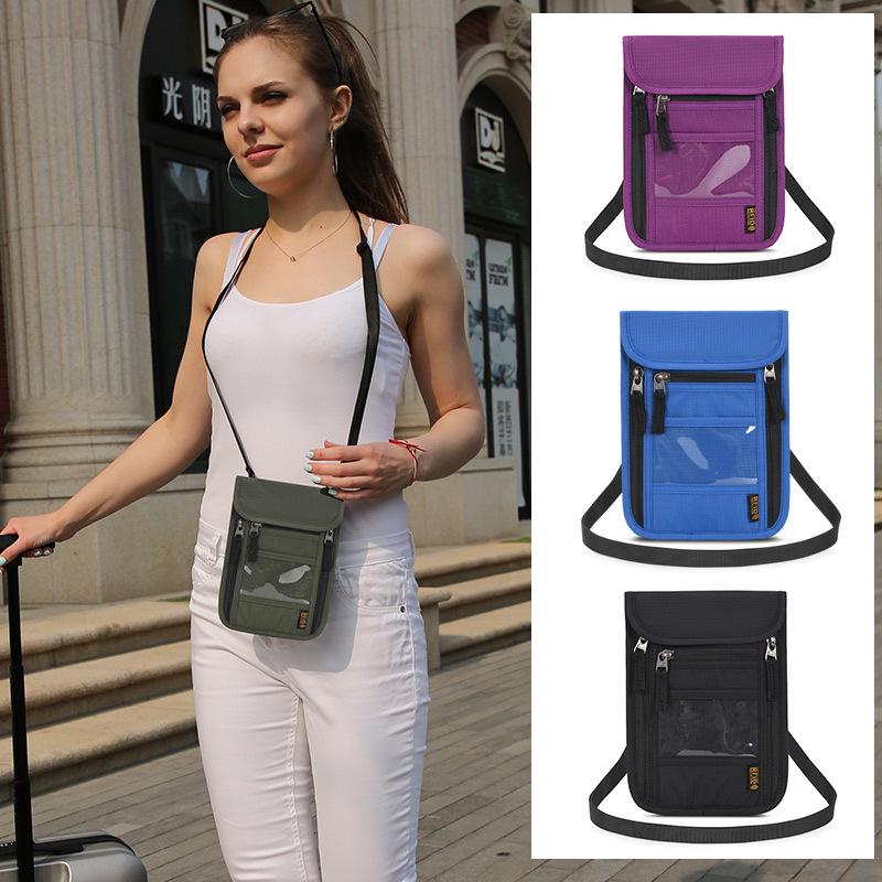 Multi-functional Anti-theft RFID Neck Lanyard: Portable ID & Passport Holder.