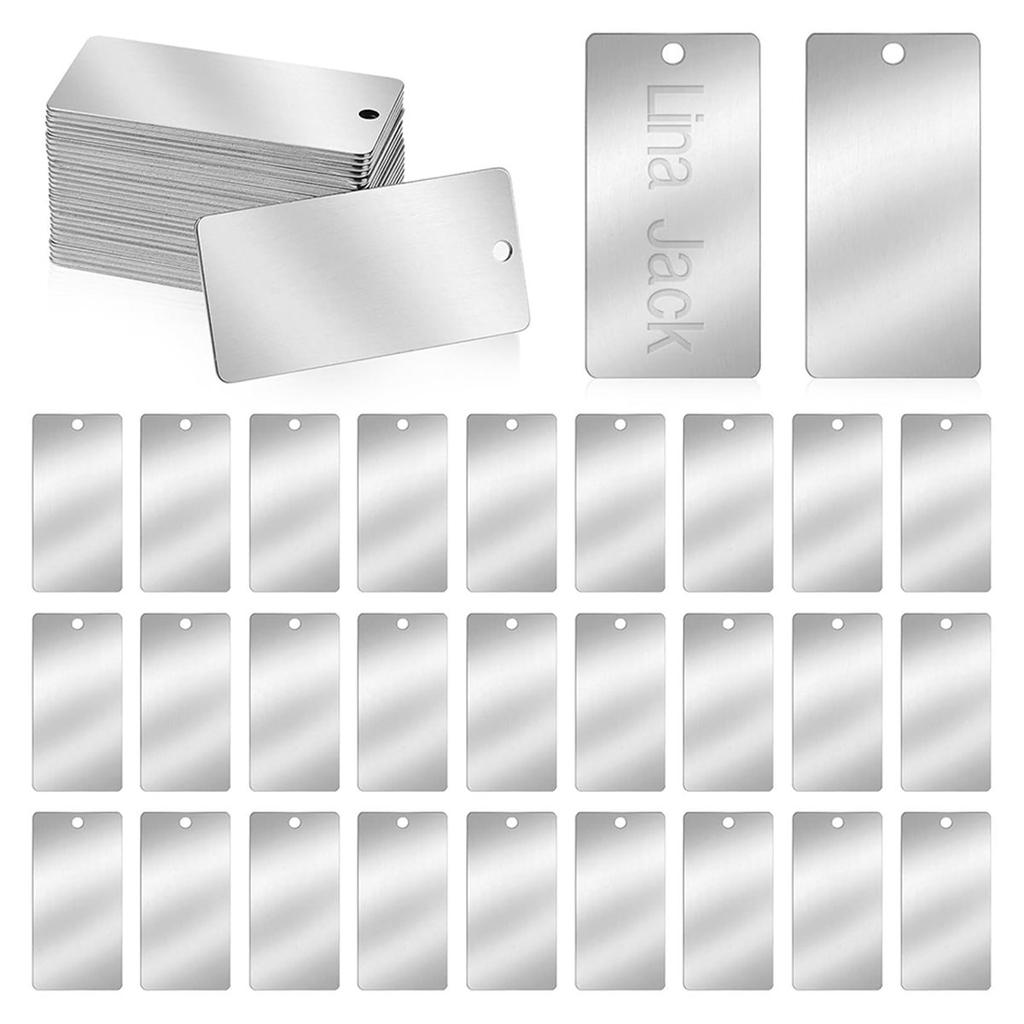 BHBL 30 Pcs 304 Stainless Steel Metal Engraving Blanks for DIY Gifts, Dog Tags, and More