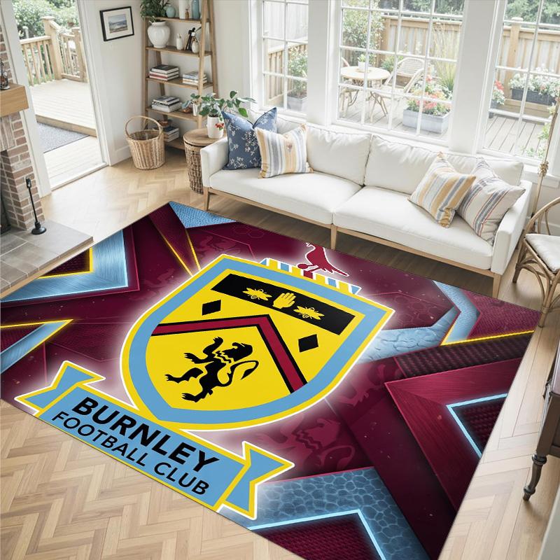 Burnley Football Design Crystal Velvet Carpet Cozy Non?Slip Printed Rug For Bedroom Living Room Entrance