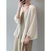 Round Neck One Button Sun Shirt Women's Spring and Summer Loose Cardigan Seven-tenths Sleeve Cardigan