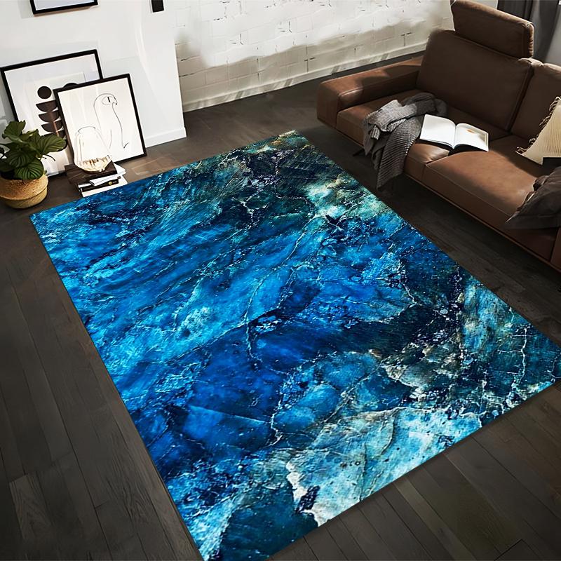 

Blue Marble Pattern Area Rug for Living Room, Modern Abstract Design Suitable for use as an anti-slip for living room bedroom sofas 40x60cm( 15x23in )