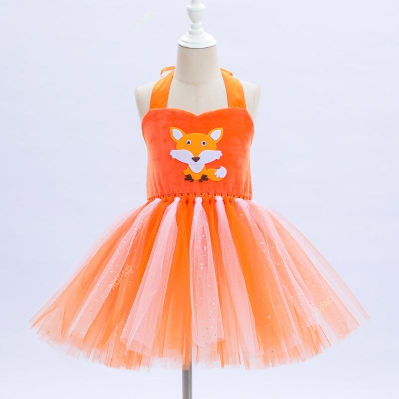 Niedliches Fuchs Halloween Cosplay Kleid für Mädchen Kinder Geburtstagsparty Tutu Kleid Outfits Kinder Karnevalskostüm Kleinkind Mädchen Kleidung