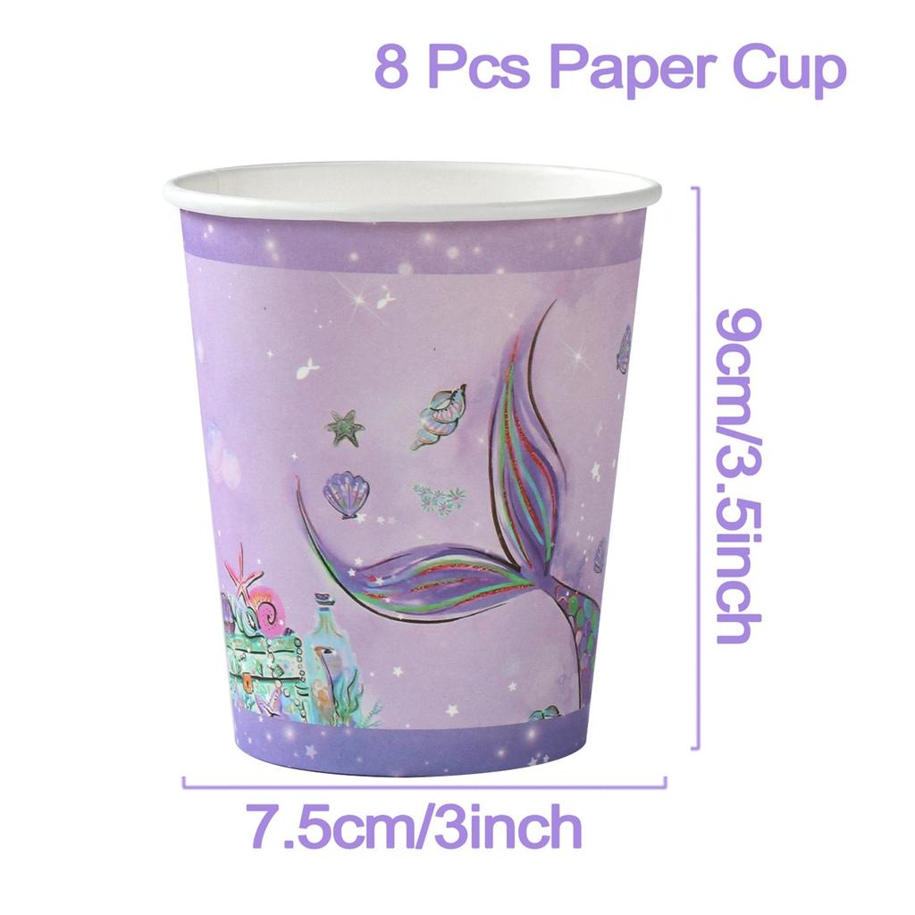 Mermaid Theme Disposable Tableware Mermaid Birthday Party Decor Kids Baby Shower Girls Under The Sea Party Wedding Party Suppies