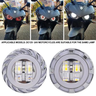 8000LM Motorcycle LED Headlight Angel Devil Eyes Headlight Projector Lens High/Low Beam Strobe Spotlight DRL Dual Lamp