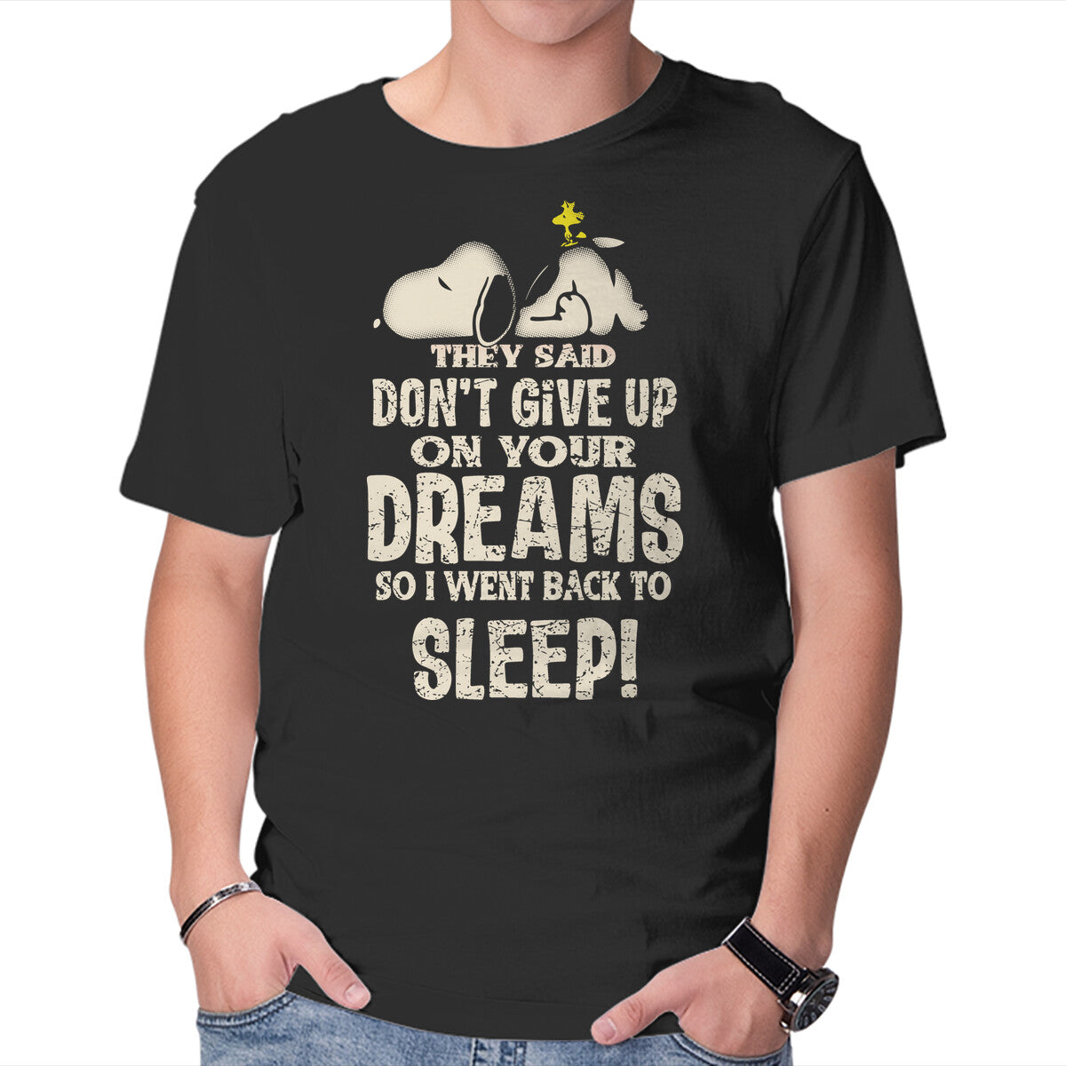 Unisex Crew Neck T-Shirt Don t Give Up On Your Dreams Graphic Short Sleeve Casual Tee XS