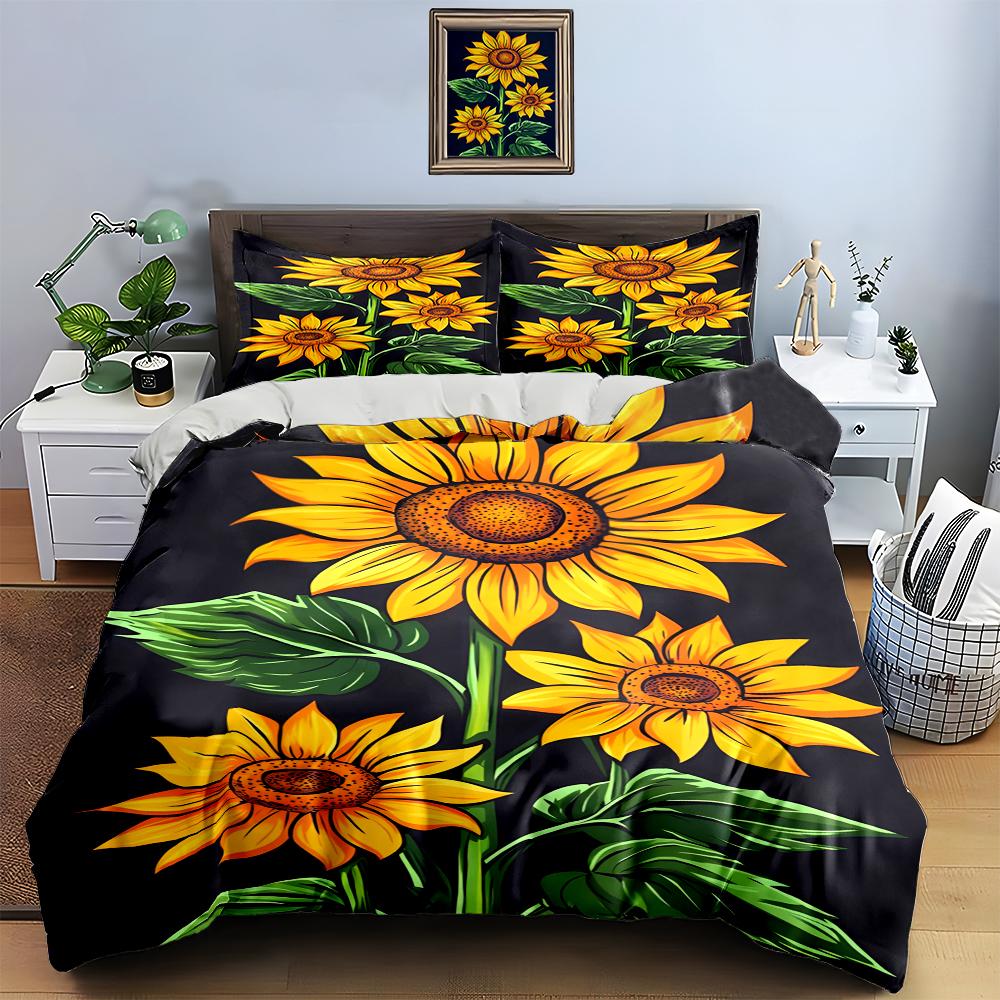 Bright sunflower motif. Bedding Duvet cover sets Duvet covers Pillowcases gifts (1 * Duvet Cover 2 * Pillowcases, without duvet insert)