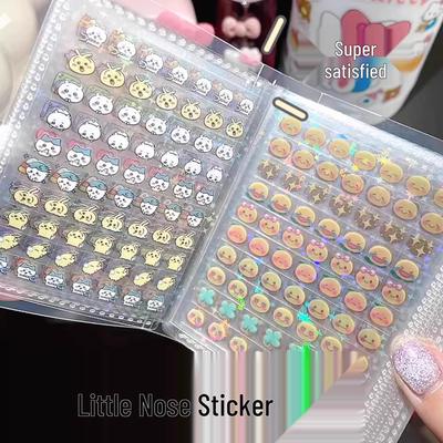 Mini Gacha Bullet Journal & Nail Stickers: Cute Waterproof Cartoon Designs for Kids