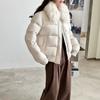 New big fur collar short small down jacket women's soft heart puffs bread jacket white duck down thickened