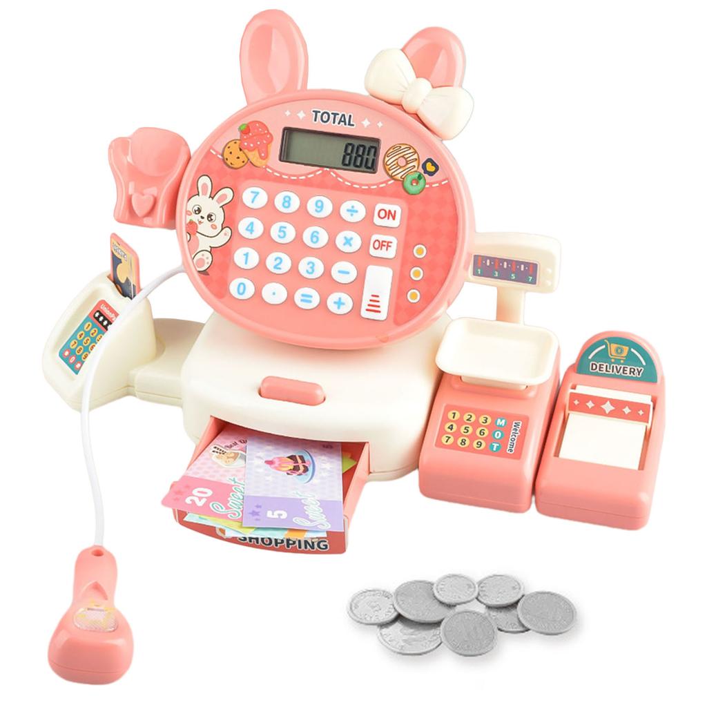 Kids Cash Register Pretend Play Toy Playhouse Roleplay Toy Realistic Checkout Counter Education Toy for Children 4 5 6