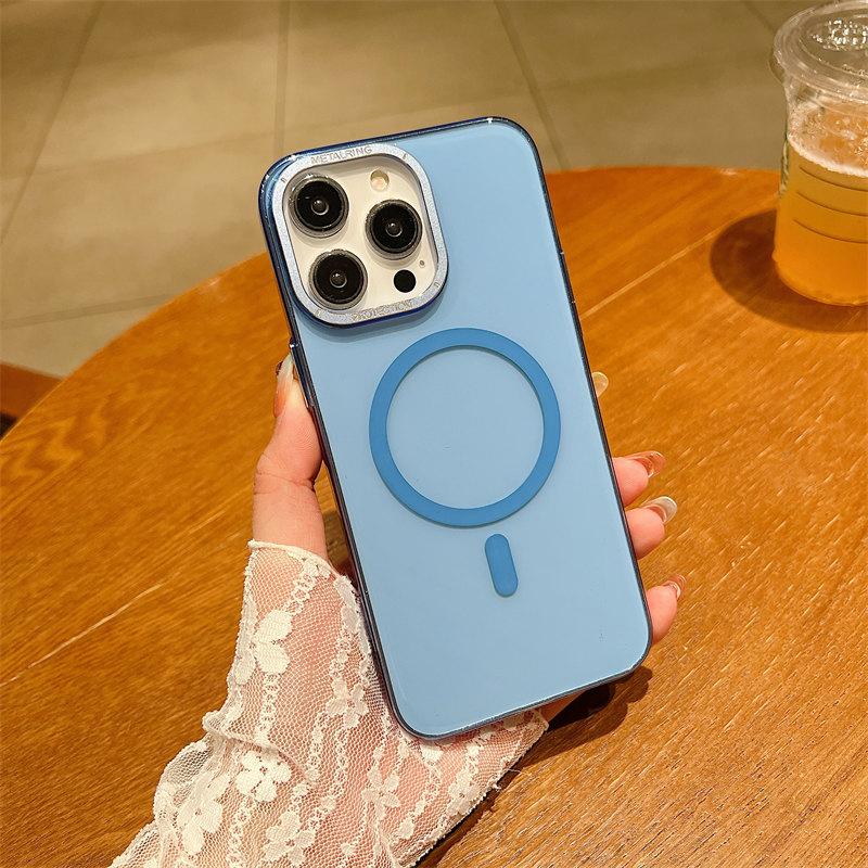 Luxury High-quality Magnetic Suction Wireless Charging HD Through-solid Color Phone Case Suitable for iPhone 14 13 12 11 Pro Max Anti-fall Cases
