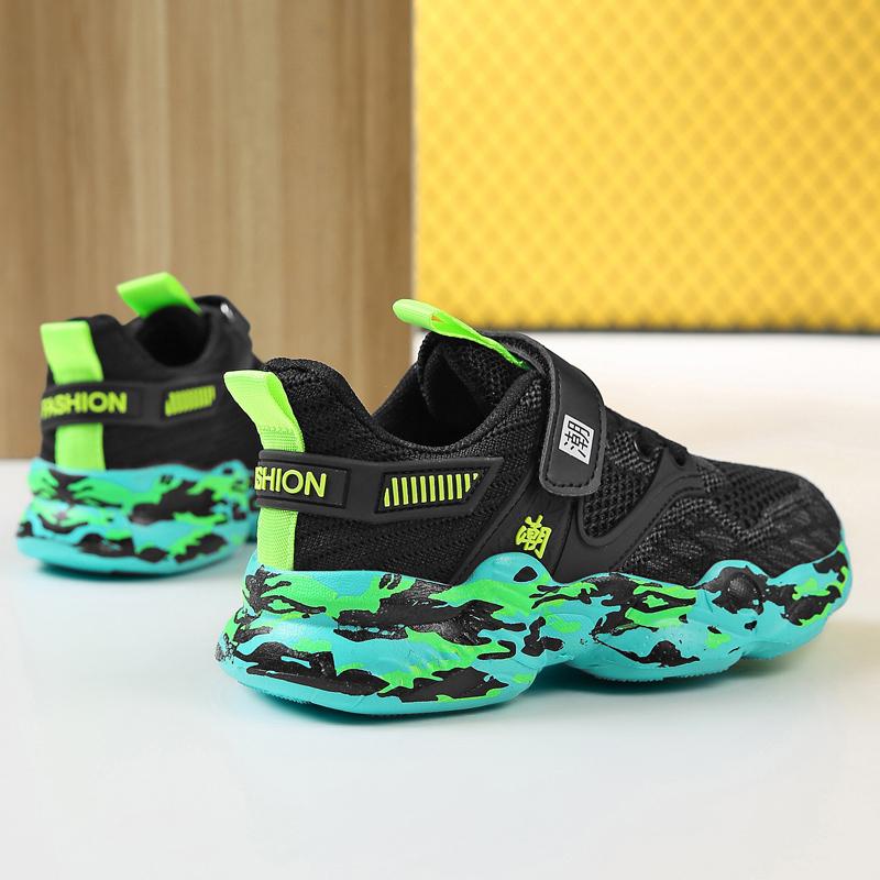 28-40 Children's Plus Size Fashionable Thick Sole Fly Woven Camouflage Running Shoes Sports and Casual Shoes