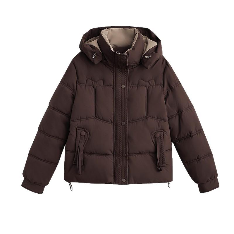 Geacă de iarnă groasă, călduroasă, scurtă, cu glugă, rezistentă la vânt, pentru femei