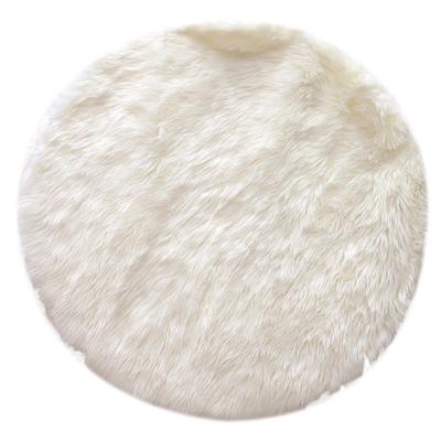 [Q4422] - Ecru 'Scarlett' Fur Rug - 115 Cm