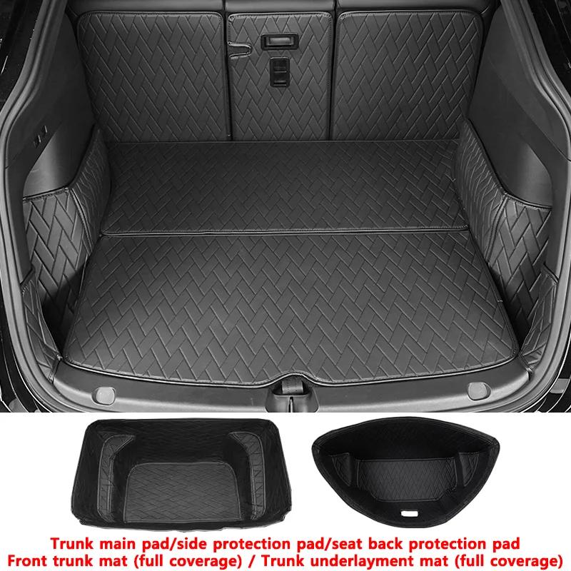 Leather Trunk Mats Fully Surrounded Waterproof Non-Slip Liner Custom Floor Mat for Tesla Model Y 2017 To 2025 Car Accessories