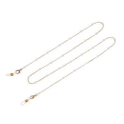 Simple Lady Pearls Sunglasses Chain Hanging Neck Anti-falling Eyeglass Cord Necklace