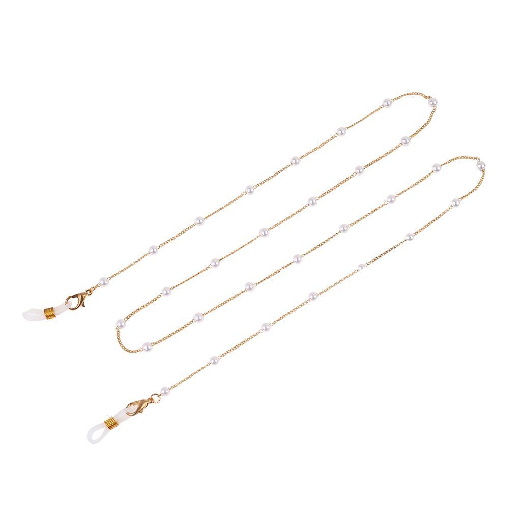 Simple Lady Pearls Sunglasses Chain Hanging Neck Anti-falling Eyeglass Cord Necklace