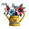 Metal Wall Art Decor Rustic Watering Can Art, Flower Butterfly Welcome Sign, Farmhouse Three Dimensional Ornaments Iron Hanging for Porch Garden Patio