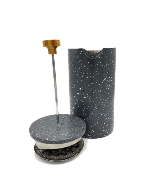 French Press 1000 ml gray with wooden handle
