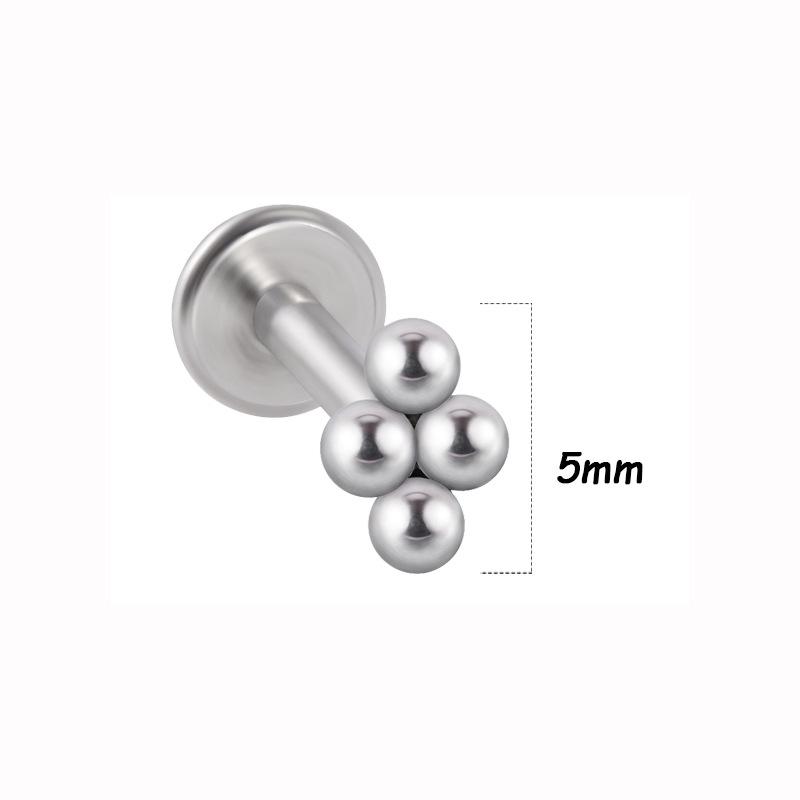 Titanium Steel 1.2 Gauge Crystal Cluster Triangle Lip & Ear Piercing Ring