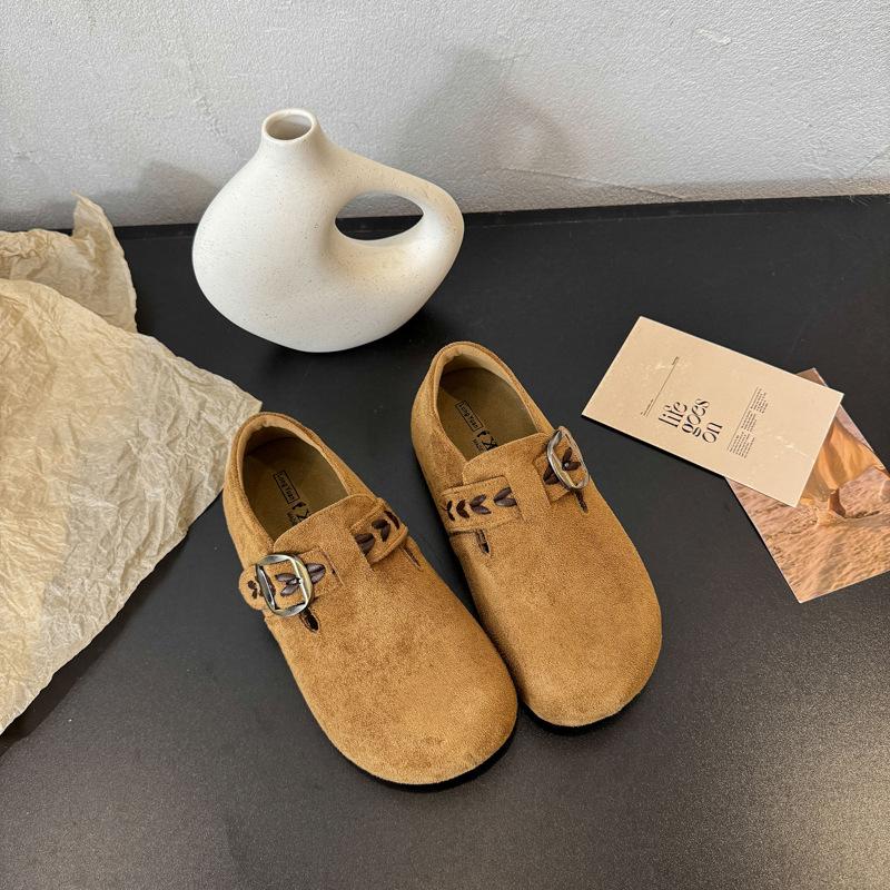 Platform-soled Boken shoes women's 2025 autumn new all-inclusive leather small lazy one-pedal single shoes