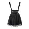LittleForBig Adult Overalls with Bubble Skirt and Net Tulle "Heartbreaker" Adjustable Straps and Petticoat, Black, Size XL