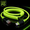 111W Type C To Type C Super Fast Charging Cable Universal Spring Telescopic USB Cord 6A USB C Cable for Xiaomi iPhone Samsung