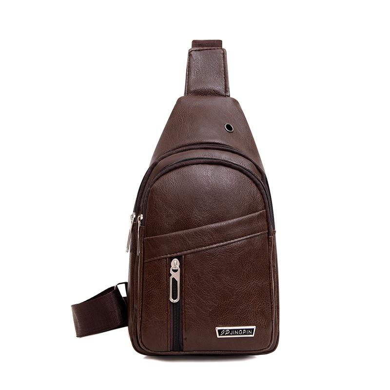 1PC Chest Small Backpack, Fashionable Sports Pu Crossbody Shoulder Bag, Earphone Hole, Large Capacity Men's Breast Bag.