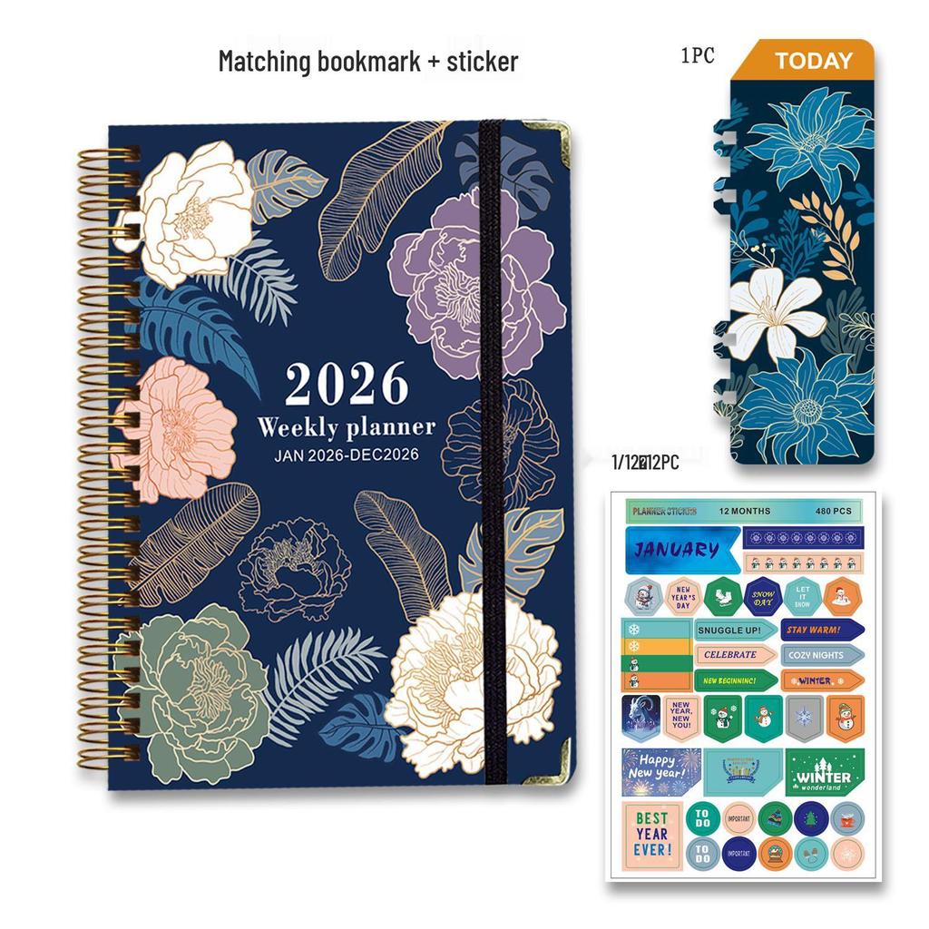 2026 English Business Planner: Cross-Border Stationery Diary with Coil Binding for Simple Scheduling and Record Keeping