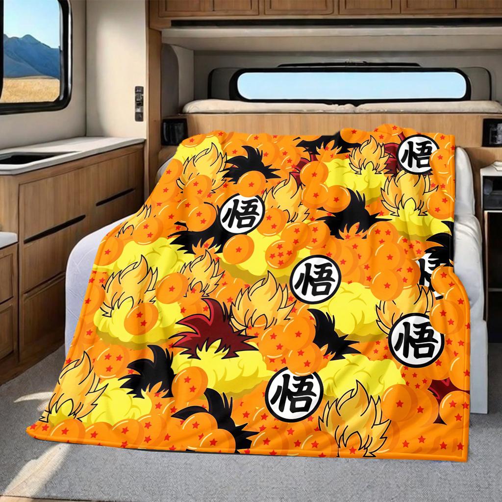 1 Stück Dragon Ball Super Aufdruck Flanelldecke, Hohe Qualität für alle Jahreszeiten, Heimdekoration, Wärme und Komfort, Perfekt für Weihnachtsgeschenke