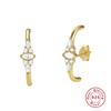925 Silver Geometric Zircon Stud Earrings For Women Punk Street Gold Plated Piercing Ear Jewelry