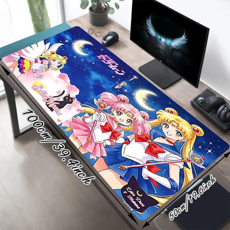 1Pc Moonlit Sailor Magic Gaming Mouse Pad Keyboard Desk Mat Non-slip Rubber Lock Edge Waterproof Computer Mousepad for Office Home Decor Y1505