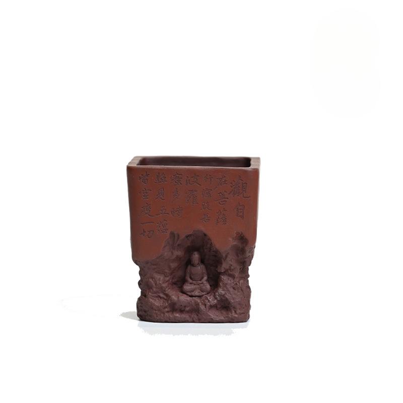 

120ml Yixing Purple Clay Grottoes Square Teacup Zen Tea Bowl Sample Tea Cup Tea-tasting Fragrance Cup Chazhan Master Cup For Tea