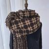 2024 Winter Women's Plaid Scarf: Korean Retro Style, Warm Imitation Cashmere Shawl for Students and Couples