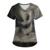 Women's Printing Uniform Work Uniform V-neck Pockets Basic Short Sleeve Pullover Top