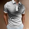 Men'S Polo Shirt Men'S Casual Short Sleeve Lapel T-Shirt 3D Printed Short Sleeve Zipper Polo