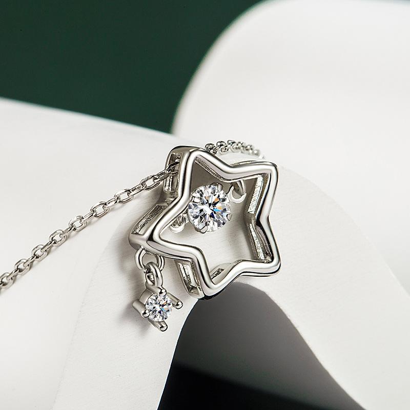 Ladies Elegant Crystal Star Pendant Necklace