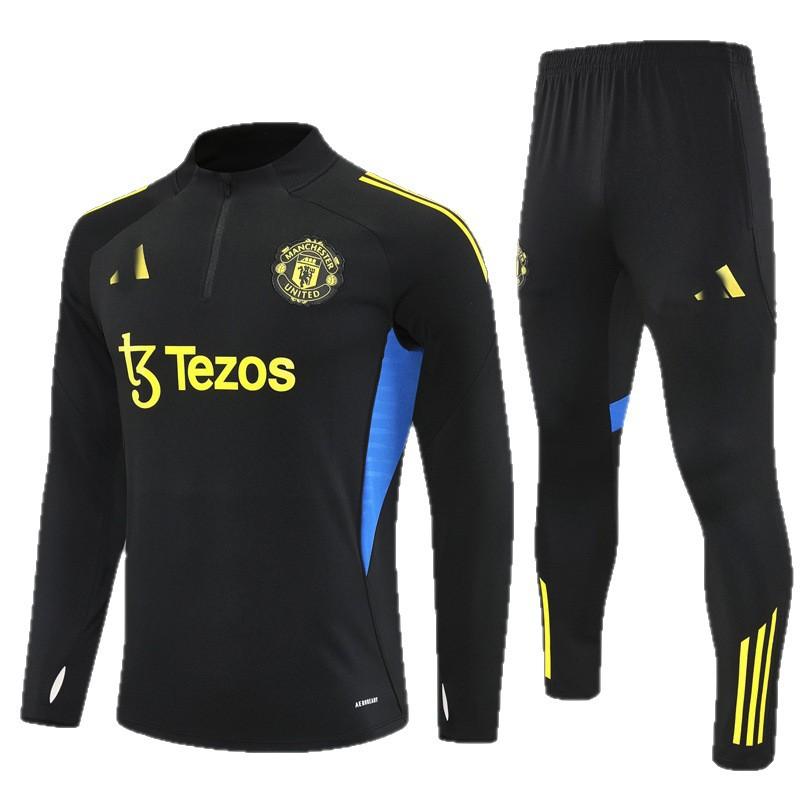 Manchester United Football Suit Custom Autumn And Winter Long-Sleeved Half-Pull Pre-Game Warm-Up Children'S Short-Sleeved Training Suit